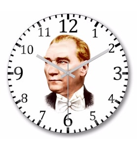 Mustafa  Kemal  Atatürk  Duvar Saati   Bombeli Gercek Cam