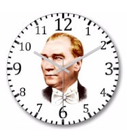 Mustafa  Kemal  Atatürk  Duvar Saati   Bombeli Gercek Cam