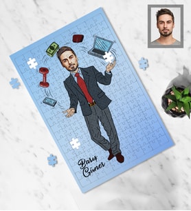 Kişiye Özel Patron Tasarımlı Karikatür A3 240 Parça Puzzle Bay-1