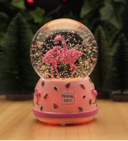 Kar Küresi Işıklı ve Müzikli Tropical Flamingo - Pil Hediyeli!