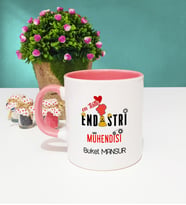 Mesajlı Endüstri Mühendisi Tasarımlı Kişiye Özel Endüstri Mühendisi Kupa Bardak Pembe