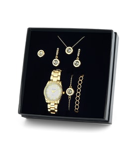 Forentina Altın Kaplama Tektaş Takı Set - Saat Hediye Set PS1680