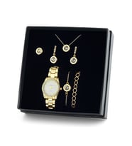 Forentina Altın Kaplama Tektaş Takı Set - Saat Hediye Set PS1680
