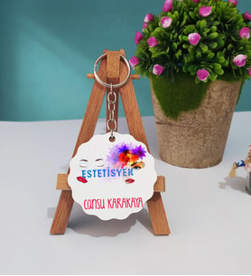 Estetisyen Ahşap Anahtarlık