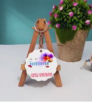 Estetisyen Ahşap Anahtarlık