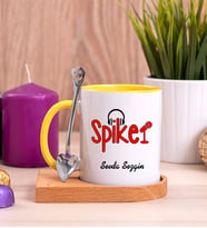 Spiker Ahşap Altlıklı Sarı Kupa Bardak