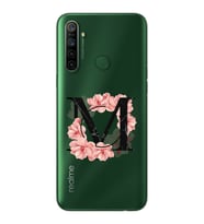 Pembe Çiçekli Harf Tasarım Süper Şeffaf Silikon Telefon Kılıfı Oppo Realmi 5i M-