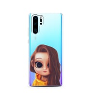 Kahve Saçlı Kız Tasarımlı Süper Şeffaf Silikon Telefon Kılıfı Huawei P30 Pro 