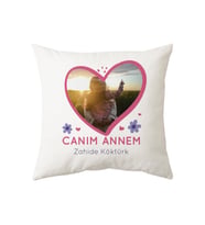 Kişiye Özel Fotoğraflı Canım Annem Yastık (Beyaz)
