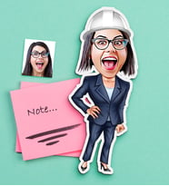 BK Gift Kişiye Özel Bayan Mühendis Karikatürlü Ahşap Magnet (Çok Renkli)