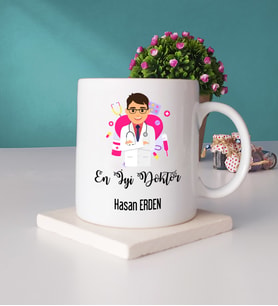 En İyi Doktor Tasarımlı Doktor Kupa Bardak ve Taş Bardak Altlığı Seti