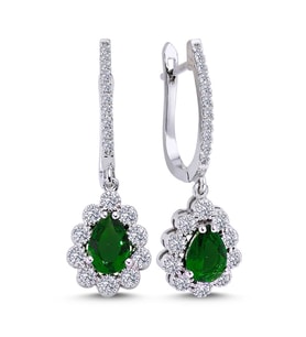 Lova Pırlantalı Damla Zümrüt Anturaj Küpe - 3070015