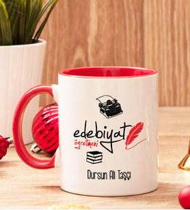 Edebiyat Öğretmenine Hediye İçi Ve Kulpu Renkli Kupa Bardak
