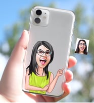 BK Gift Kişiye Özel Bayan Karikatürlü iPhone 11 İnce Şeffaf Silikon Telefon Kapağı-19 (Beyaz)