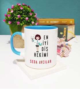 En İyi Diş Hekimi Tasarımlı Kişiye Özel Diş Hekimi Kupa Bardak Mavi