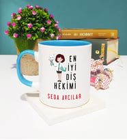 En İyi Diş Hekimi Tasarımlı Kişiye Özel Diş Hekimi Kupa Bardak Mavi