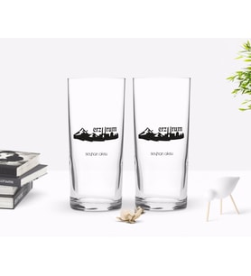 BK Gift Kişiye Özel Renkli Baskılı Erzurum Tasarımlı Turistik İkili Rakı Bardağı Seti-2 (Beyaz)