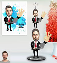 Kişiye Özel Patron Karikatürlü 3 lü Hediye Seti Bay-3