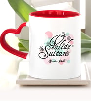 BK Gift Kişiye Özel Valide Sultan Kırmızı Kalpli Kupa Bardak  3