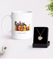 BK Gift Kişiye Özel Tarih Öğretmeni Beyaz Kupa ve Papatya Kolye Hediye Seti-2 (Model 1)