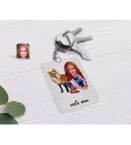 BK Gift Kişiye Özel Kız Çocuk Karikatürlü Şeffaf Pleksi Anahtarlık-9 (Beyaz)