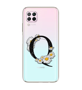 Papatya Harf Tasarım Süper Şeffaf Silikon Telefon Kılıfı Huawei P40 Lite Q-Harfi