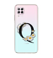 Papatya Harf Tasarım Süper Şeffaf Silikon Telefon Kılıfı Huawei P40 Lite Q-Harfi