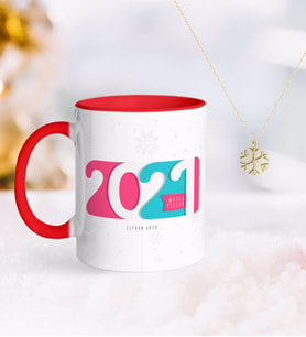 BK Gift Kişiye Özel 2024 Mutlu Yıllar Kırmızı Kupa ve Kar Tanesi Kolye-6 (Model 1)