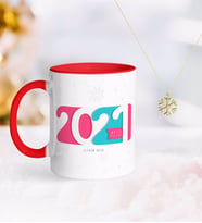 BK Gift Kişiye Özel 2024 Mutlu Yıllar Kırmızı Kupa ve Kar Tanesi Kolye-6 (Model 1)