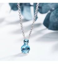 Monemel Mavi Swarovski Taşlı Kolye (Altın Kaplama) Sevgililer Günü Hediyesi