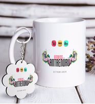 BK Gift Kişiye Özel Mesleki Fitness Antrenörü Beyaz Kupa ve Anahtarlık Hediye Seti-1 (Model 1)