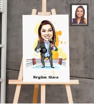Kişiye Özel Spiker Karikatürlü  Ahşap Tablo 30x47 Bayan-1