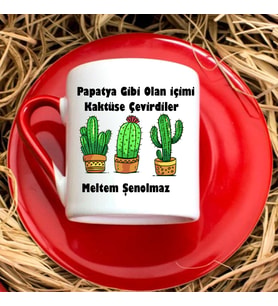 Içimi Kaktüse Çevirdiler Türk Kahvesi Fincanı (Kırmızı)