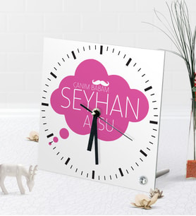 BK Gift Kişiye Özel Canım Babam Masaüstü Kare Cam Saat-2 (Beyaz)