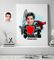 BK Gift Kişiye Özel Şövalye Karikatürlü Kanvas Tablo (50x70cm.) 2