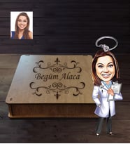 Kişiye Özel Doktor Karikatürlü Ahşap Anahtarlık Kutulu Bayan-2