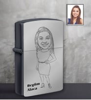 Kişiye Özel Öğretmen Karikatürlü Siyah Benzinli Çakmak Bayan-9