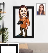 Kişiye Özel Fotoğrafçı Karikatürlü 3D Ahşap Tablo 30x47 Bayan-3