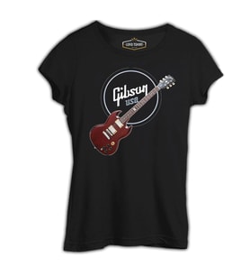 Gitar - Gibson - USA Siyah Kadın Tshirt