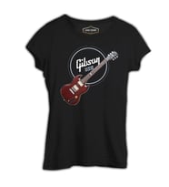 Gitar - Gibson - USA Siyah Kadın Tshirt