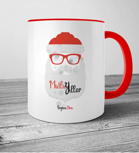 BK Gift Kişiye Özel Noel Baba Mutlu Yıllar Kırmızı Kupa Bardak  3