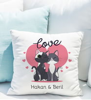 Kişiye Özel Kedili Aşk Yastığı
