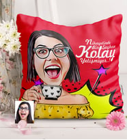 BK Gift Kişiye Özel Bayan Karikatürlü  Yastık  6