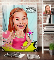 BK Gift Kişiye Özel Bayan Karikatür Kanvas Tablo 70x100cm 7
