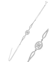 Söğütlü Silver Gümüş rodyumlu oval düz baget taşlı bileklik.