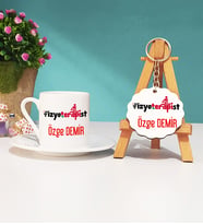Fizyoterapist Türk Kahvesi Fincanı ve Anahtarlık Seti