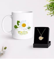 BK Gift Kişiye Özel Papatya Temalı En İyi Öğretmen Kupa Ve Papatya Kolye Hediye Seti-4 (Model 1)