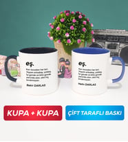 İkili Çiftlere Özel Eş Kupa Bardak Siyah Lacivert