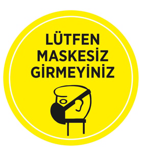 MIGNATIS - Lütfen Maskesiz Girmeyin Sticker Afiş Cam Yapıştırma 45x45cm 3 ADET SYL04