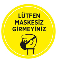 MIGNATIS - Lütfen Maskesiz Girmeyin Sticker Afiş Cam Yapıştırma 45x45cm 3 ADET SYL04